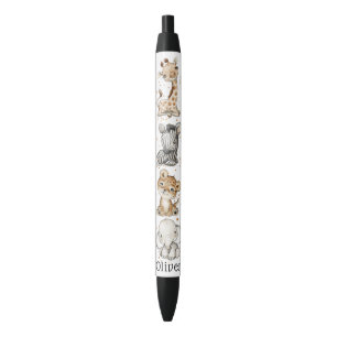 Stylo Noir Animaux Safari customisés Enfants