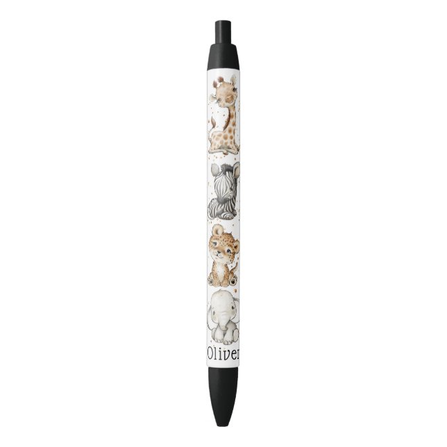 Stylo Noir Animaux Safari customisés Enfants (devant Vertical)