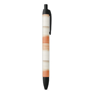 Stylo Noir Anniversaire Rayures Orange Pêche Crème