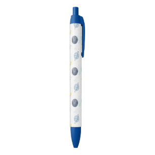 Stylo Noir Aquarelle Blue Space Planet Motif