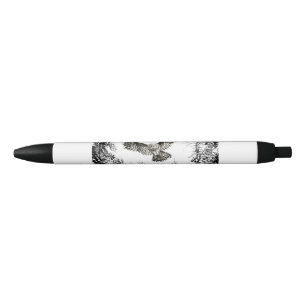 Stylo Noir Aquarelle Chouette rayonnante Oiseau Nature animal