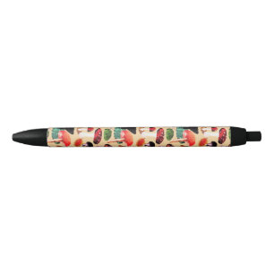 Stylo Noir Aquarelle de champignon d'automne rétro