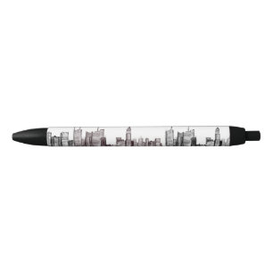 Stylo Noir Aquarelle de la ville de New York Manhattan