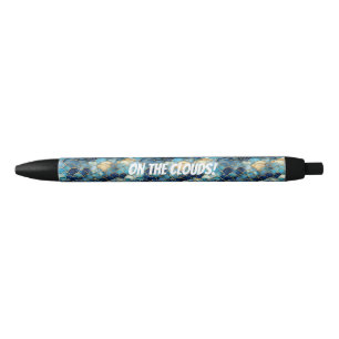 Stylo Noir Aquarelle design tendance Nuages Bleus