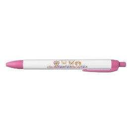 Stylo Noir Aquarelle Floral Chien Animal assis