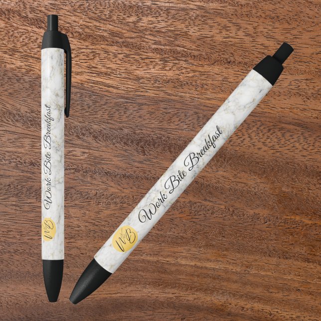 Stylo Noir Aquarelle jaune Logo et nom commercial Promotionne (Créateur téléchargé)