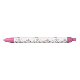 Stylo Noir Aquarelle lunaire florale