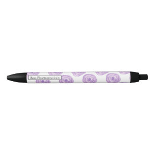 Stylo Noir Aquarelle personnalisée Fleur violet