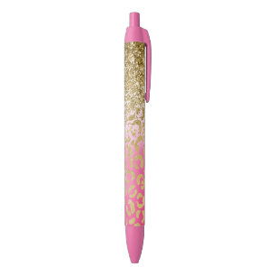 Stylo Noir Aquarelle rose blanche ou doré Parties scintillant