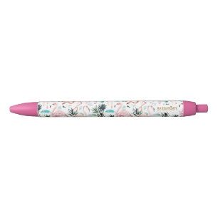 Stylo Noir Aquarelle rose de Flamant rose