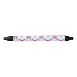 Stylo Noir Aquarelle rose Floral design