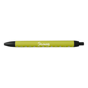 Stylo Noir Arbres de Noël blancs en vert