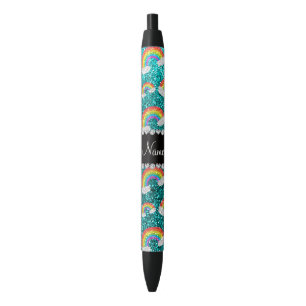 Stylo Noir Arcs-en-ciel lumineux nommés personnalisés de