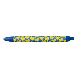 Stylo Noir Arrière - plan de coeur bleu jaune