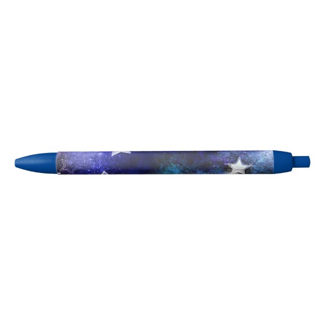 Stylo Noir Arrière - plan spatial avec étoiles (Devant)