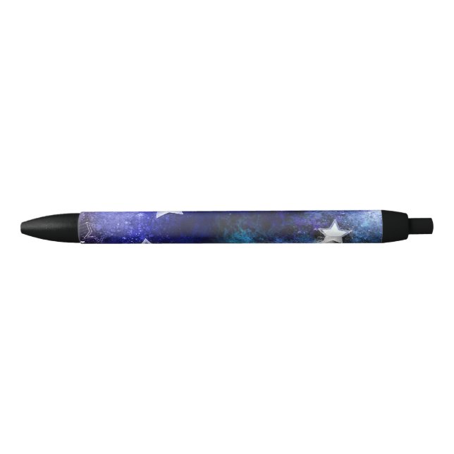 Stylo Noir Arrière - plan spatial avec étoiles (Devant)