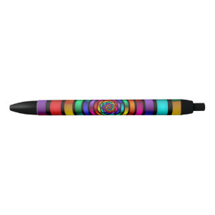 Stylo Noir Arrondi et psychédélique coloré Art moderne fracta