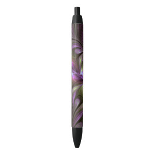 Stylo Noir Art fractal abstrait violet pourpre kaki coloré