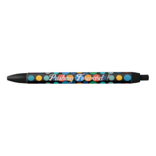 Stylo Noir Avancer ! Point Polka coloré personnalisable