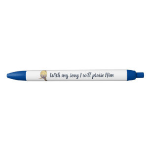 Stylo Noir Avec ma chanson, je le loue Bible Écriture Oiseau