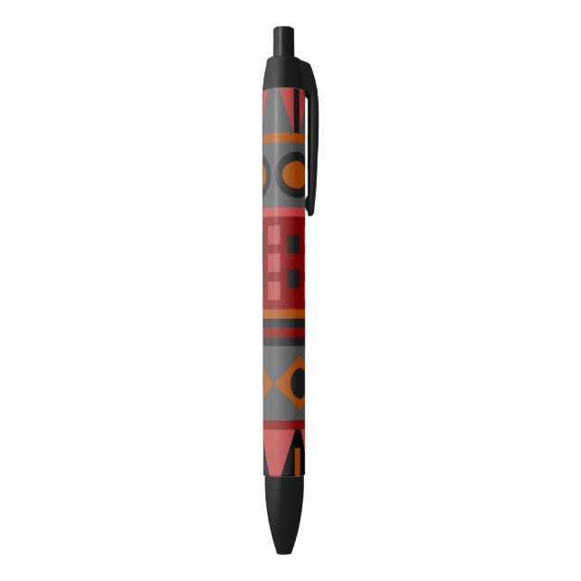 Stylo Noir Aztec rouge chaud Orange rétro Tribal Ethnique Aut (Bas (Vertical))