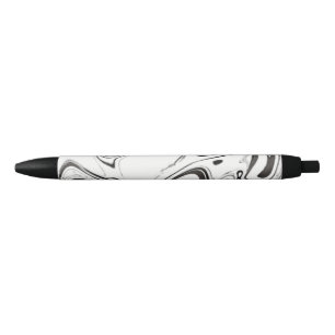 Stylo Noir B) de marbrure noir et blanc