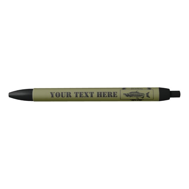 Stylo Noir Badge de pêcheur de combat de l'Alaska (Devant)
