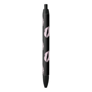 Stylo Noir Baisers Rose Argenté