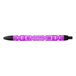 Stylo Noir Balises symétriques roses et blanches