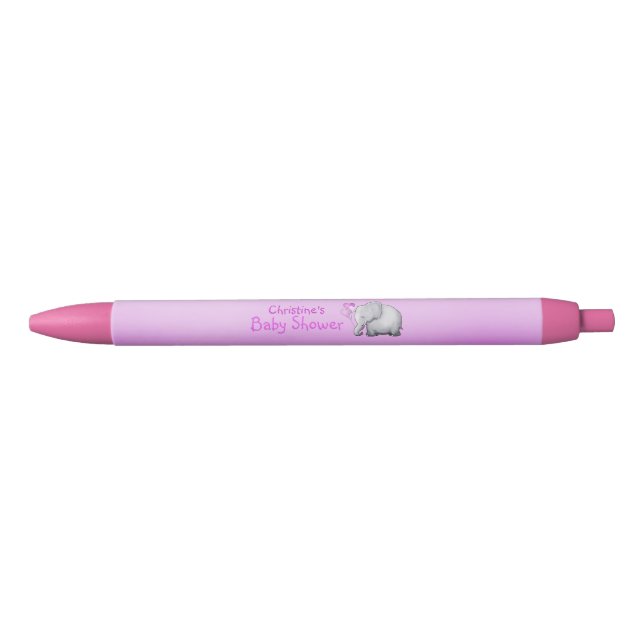 Stylo Noir Balloons doux Douche bébé rose éléphant (Devant)