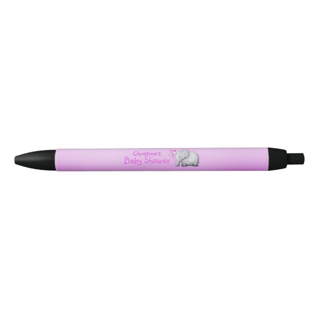 Stylo Noir Balloons doux Douche bébé rose éléphant (Devant)
