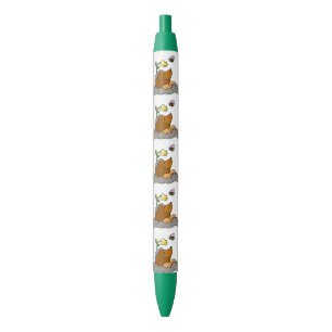 Stylo Noir bande dessinée mignonne de taupe avec une abeille