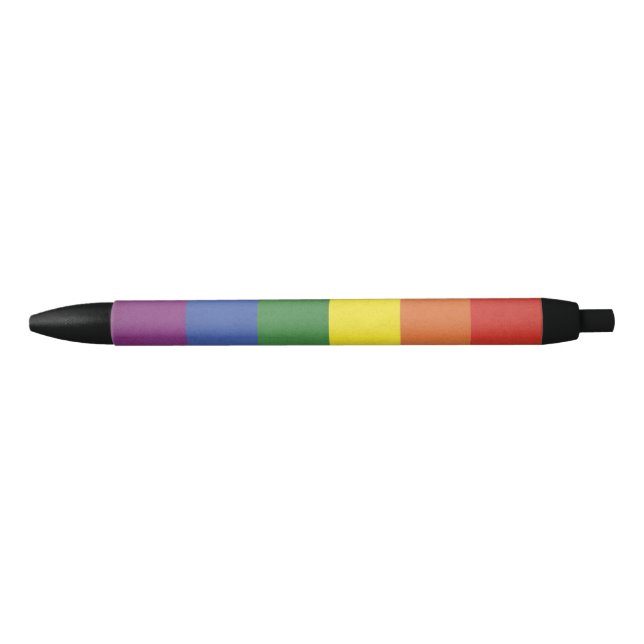 Stylo Noir Bandes arc-en-ciel (Devant)