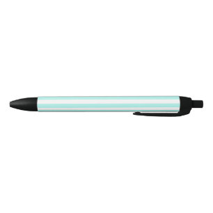 Stylo Noir Bandes de bonbons turquoise et blanche