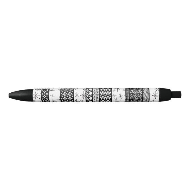 Stylo Noir Bandes de Motifs rétro noir et blanc 1 (Devant)