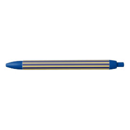 Stylo Noir Bandes d'or et de marine à motifs