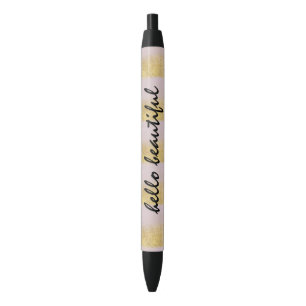 Stylo Noir Bandes dorées et roses