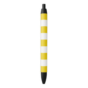 Stylo Noir Bandes Jaunes, Blancs, Motif rayé