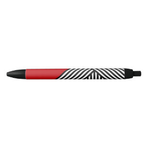 Stylo Noir Bandes noires et blanches avec triangle rouge