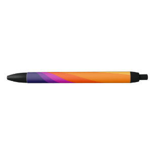 Stylo Noir Bandes rétro en diagonale violette et orange