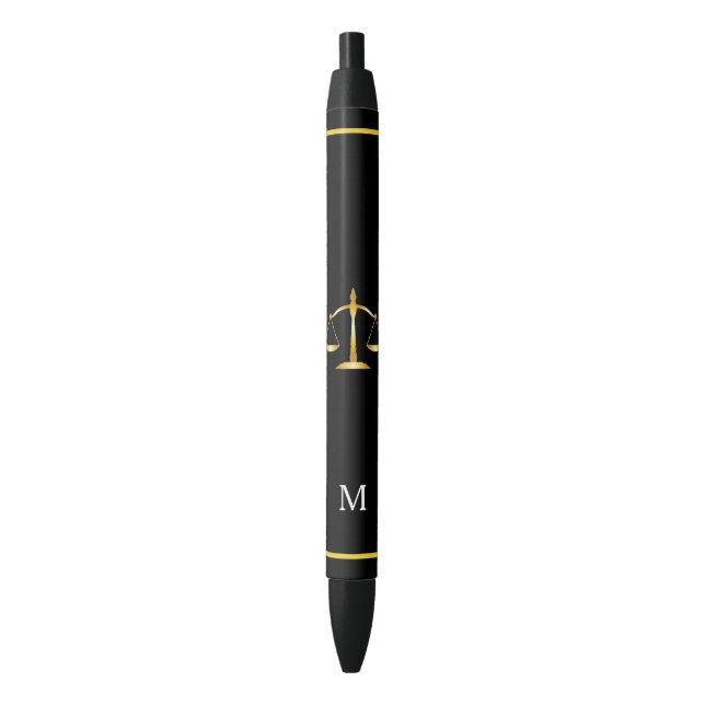 Stylo Noir Barème & Monogramme sur Arrière - plan noir (devant Vertical)