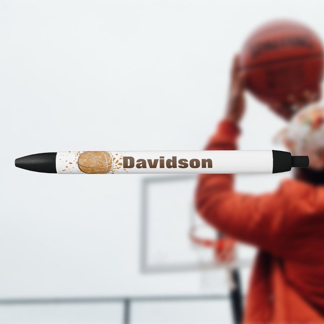 Stylo Noir Basket-Ball Avec Votre Nom (Créateur téléchargé)