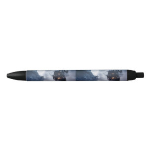Stylo Noir Bateau pirate et château
