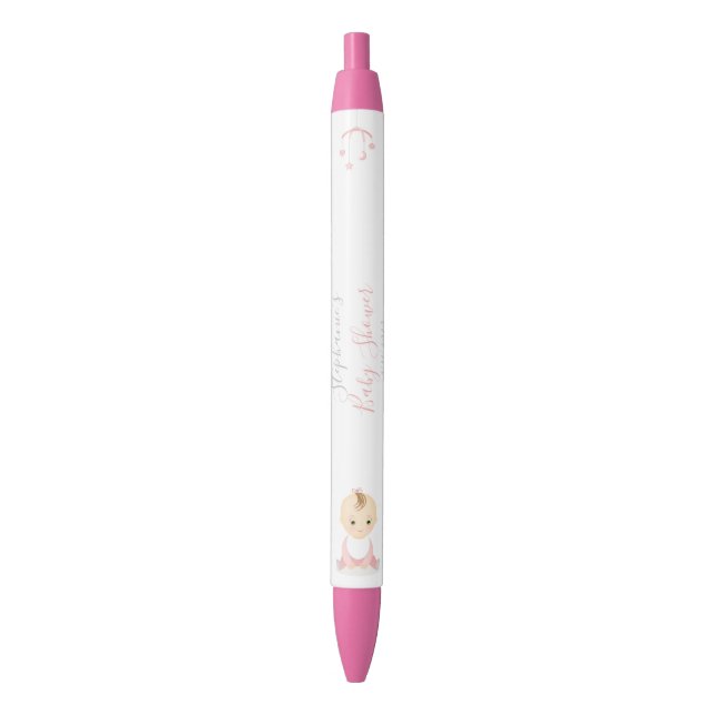Stylo Noir Bébé mignonne fille et son Baby shower mobile (devant Vertical)