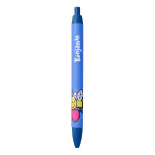 Stylo Noir Belle abeille drôle avec dessin animé du coeur