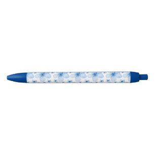 Stylo Noir Belle Fleur Bleue Motif sans couture