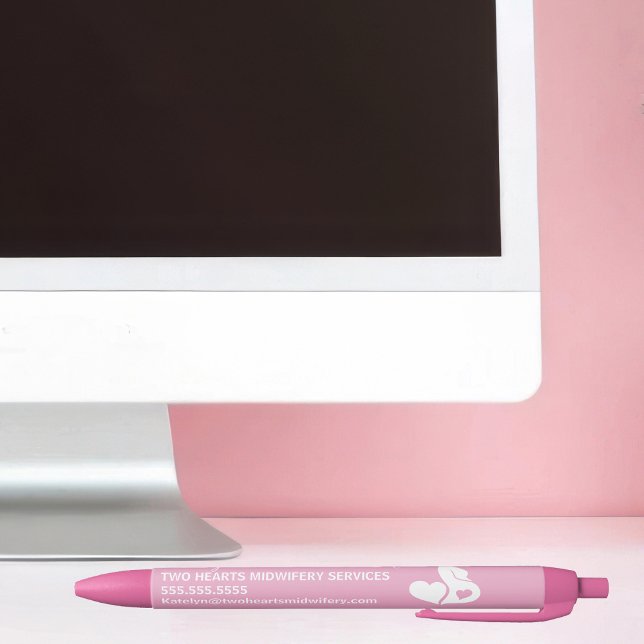 Stylo Noir Belle Grossesse sage-femme affaires rose (Créateur téléchargé)