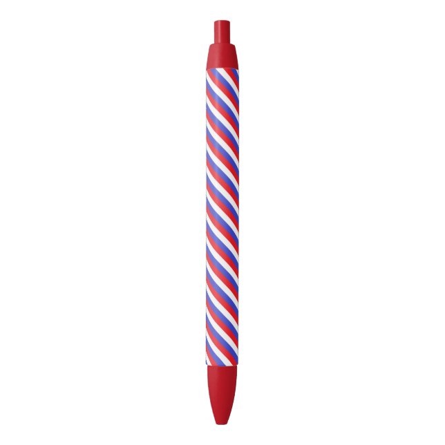 Stylo Noir Belles bandes bleues rouges et blanches (devant Vertical)