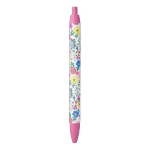 Stylo Noir Belles Fleurs Botanique Aquarelle Peinture