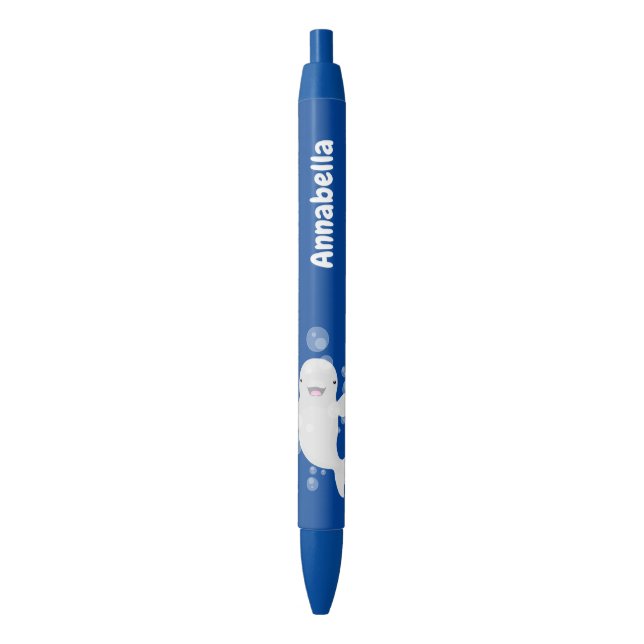 Stylo Noir Béluga mignon bulles dessin de dessin animé (devant Vertical)